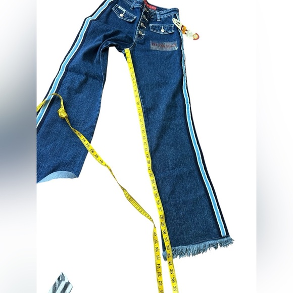 Revolt Jeans High Rise Flare With Track Stripe NOS Deadstock 90s Y2K NWT Sz 7 /8 - Picture 11 of 12